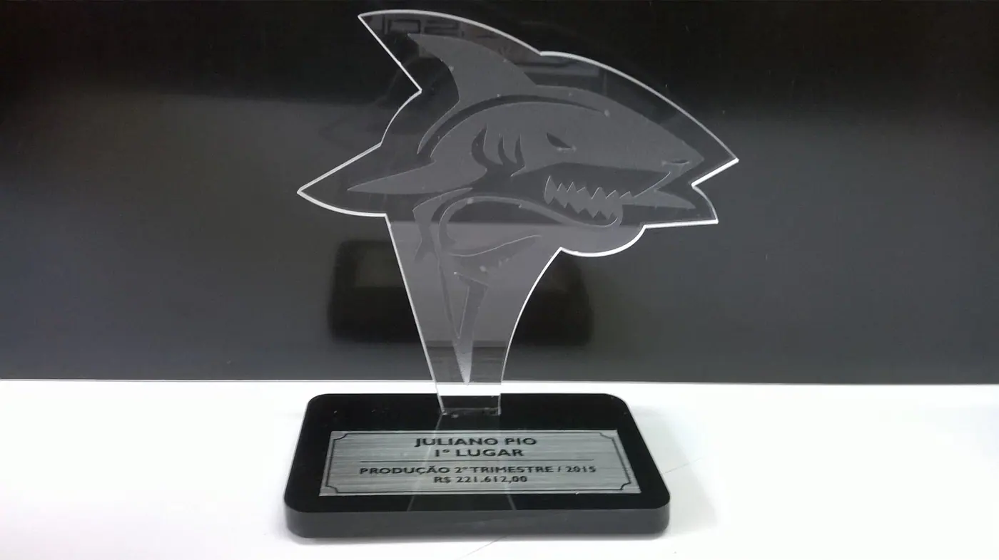 Troféu personalizado produzido pela LYNX Curitiba